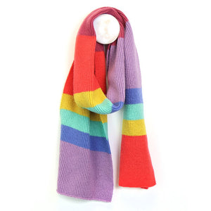 BRIGHTS MIX COLOUR BLOCK KNITTED SCARF