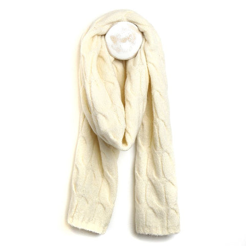 Cream Classic Cable Knit Scarf