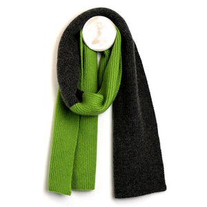 BLACK/LIME TWO TONE RIBBED MENS KNITTED SCARF