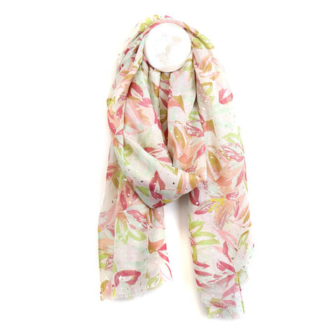 PASTEL PINK LILIES PRINT SCARF