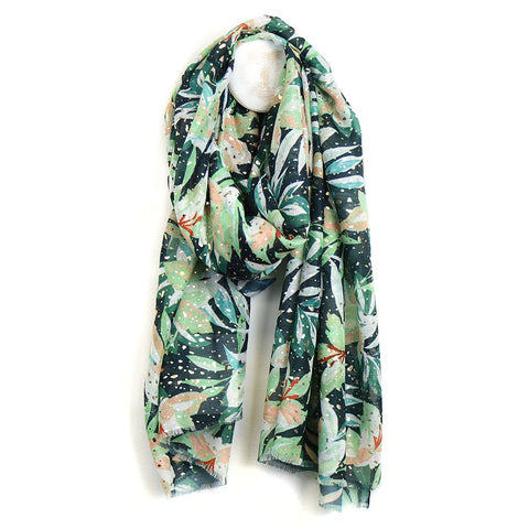 GREEN MIX LILIES PRINT REPREVE SCARF