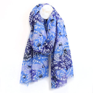 Blue paisley silhouette scarf