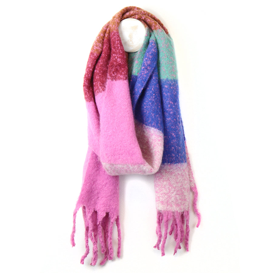 Pink Mix Colourblock Soft Winter Scarf