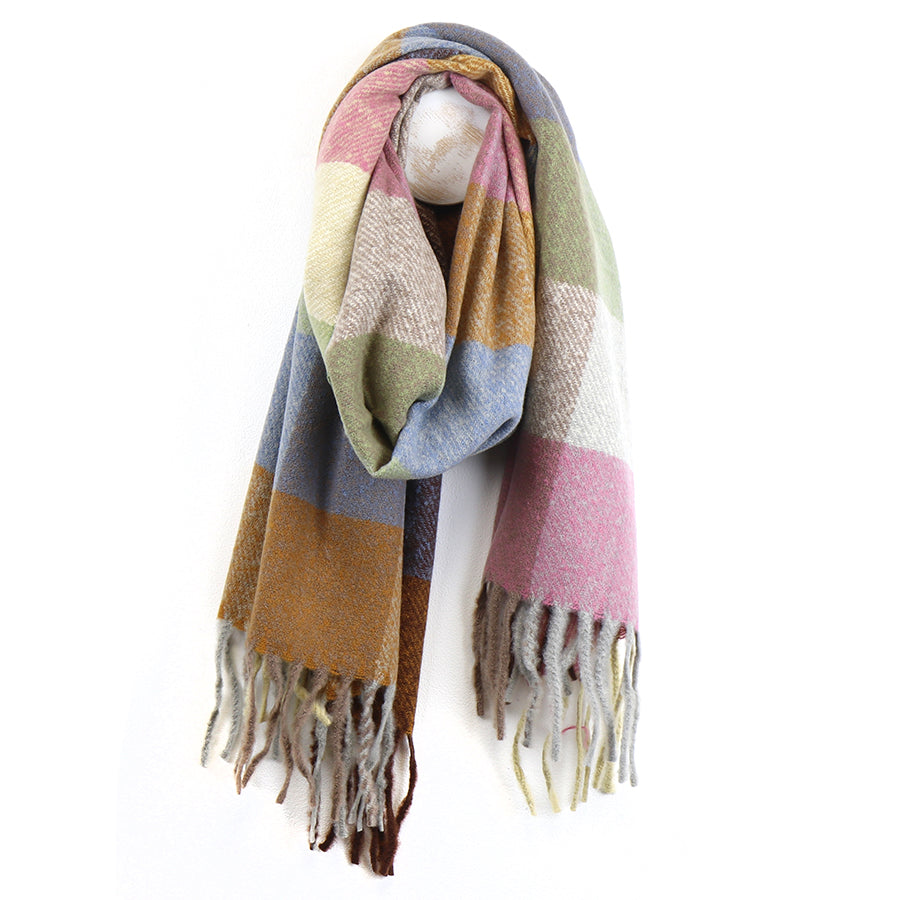 Mustard/Pink Mix Blanket Scarf