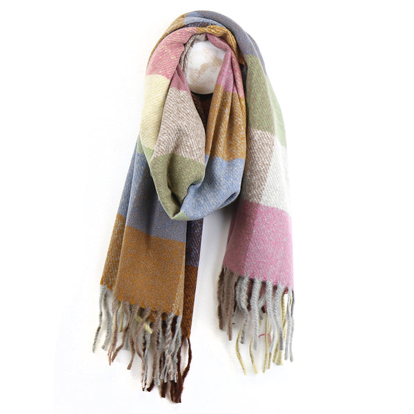 Mustard/Pink Mix Blanket Scarf
