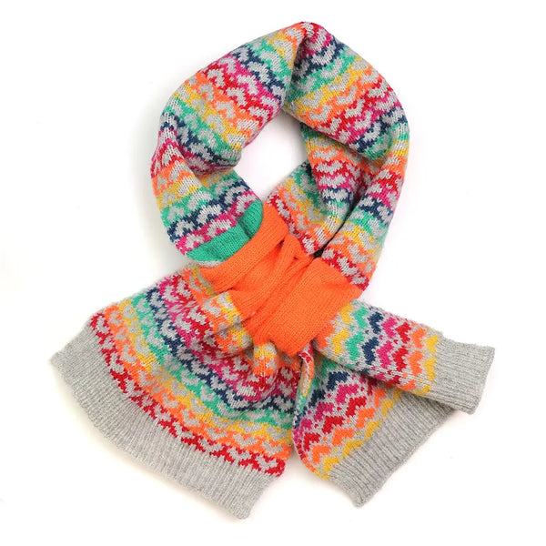 Rainbow Hearts | Grey Wool Blend Pull Through Scarf