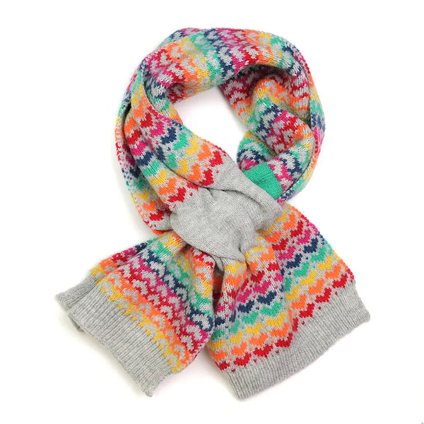 Rainbow Hearts | Grey Wool Blend Pull Through Scarf