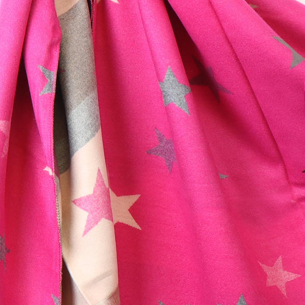 Pink mix star and stripe jacquard scarf