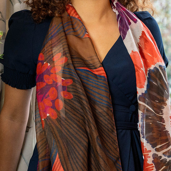 Deep Red Mix Poppy Print Reprieve Scarf