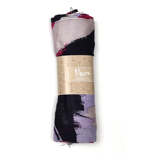 Navy/Fuschia Mix Paint Brush Stroke Prin