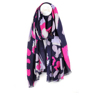 Navy/Fuschia Mix Paint Brush Stroke Prin