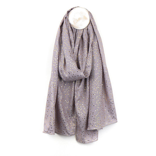 Pale Grey Viscose Scarf With Gold Speckle Foil