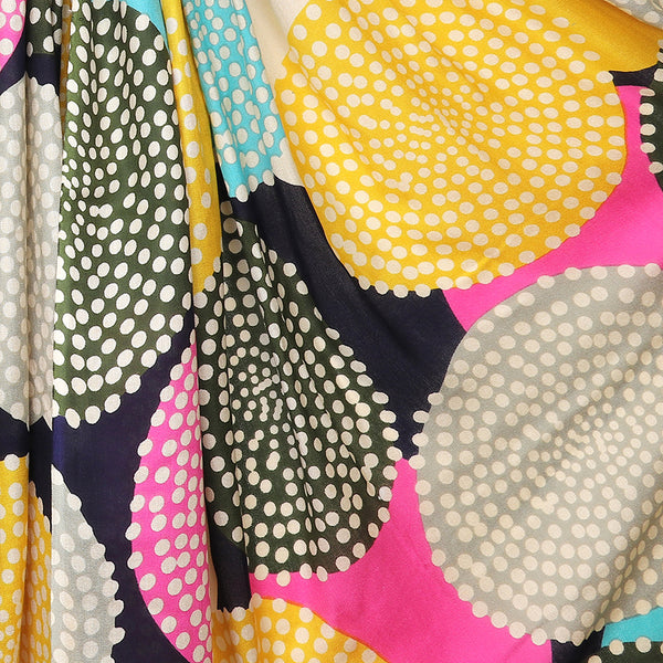 Bamboo scarf with black and pink dotty circle print