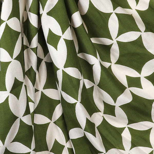 Bamboo green and white geo print scarf