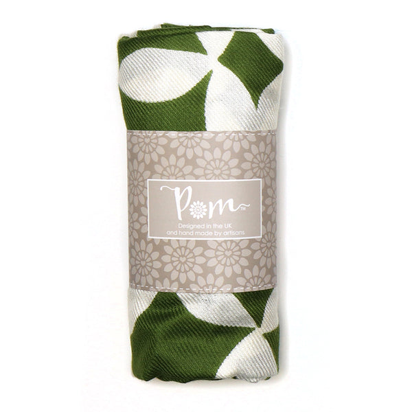 Bamboo green and white geo print scarf