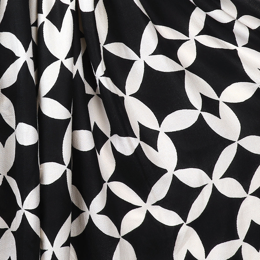Bamboo black and white geo print scarf