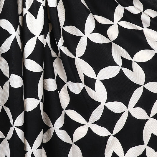 Bamboo black and white geo print scarf