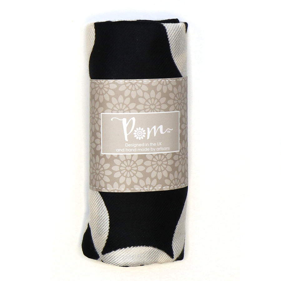 Bamboo black and white geo print scarf