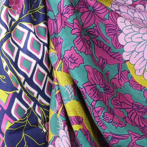 Bamboo green mix dahlia multi print scarf