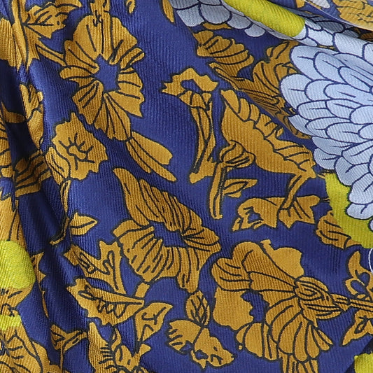Bamboo blue mix dahlia multi print scarf