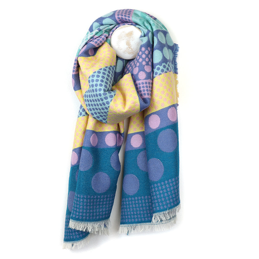 Blue Mix Bold Multi Spot Woven Scarf
