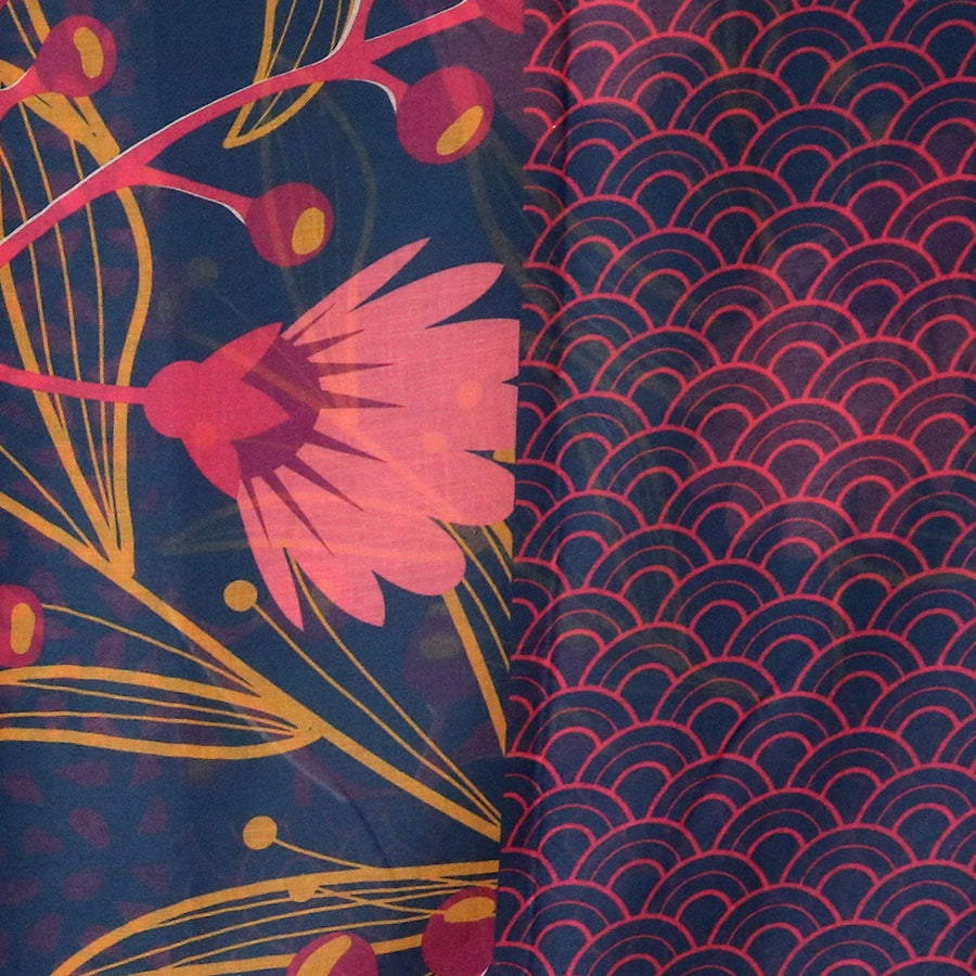 Navy/Red Mix Winter Foliage Scarf