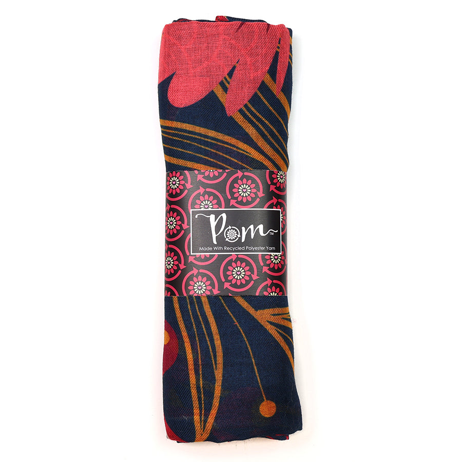 Navy/Red Mix Winter Foliage Scarf
