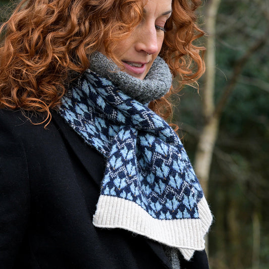 Navy & Cream Scandi Knit Pull Through Scarf