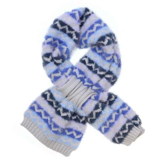 Blue Mix Chevron Pull Through Scarf