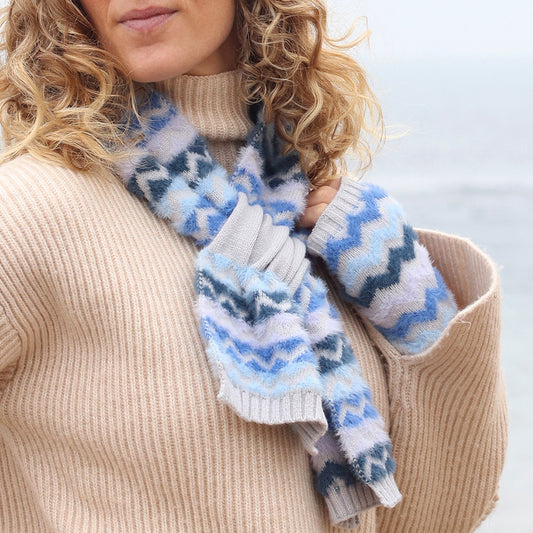 Blue Mix Chevron Pull Through Scarf