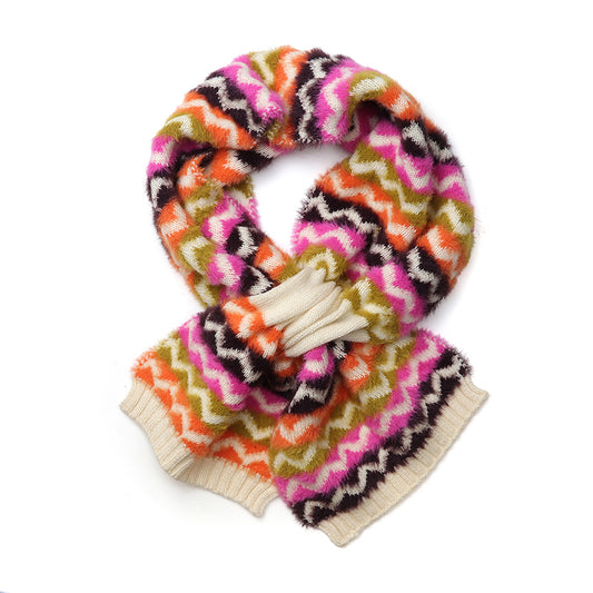 Autumnal Brights Mix Chevron Pull Through Scarf