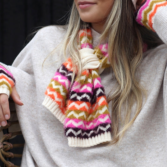 Autumnal Brights Mix Chevron Pull Through Scarf