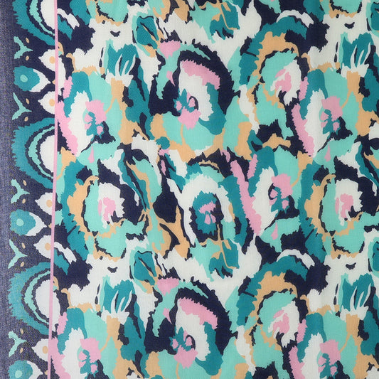 Teal Mix Abstract Print Recycled Poly Scarf