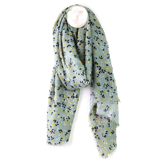 Pale Mint Green Ditsy Print Recycled Poly Scarf