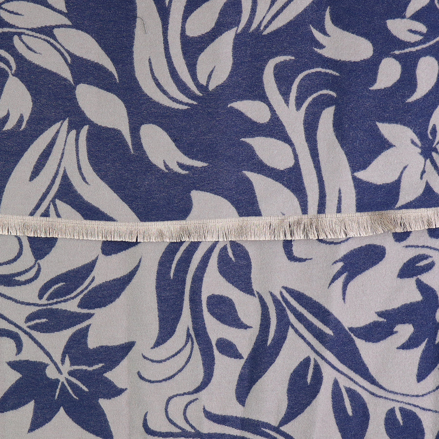 Blue and grey leaf silhouette jacquard scarf