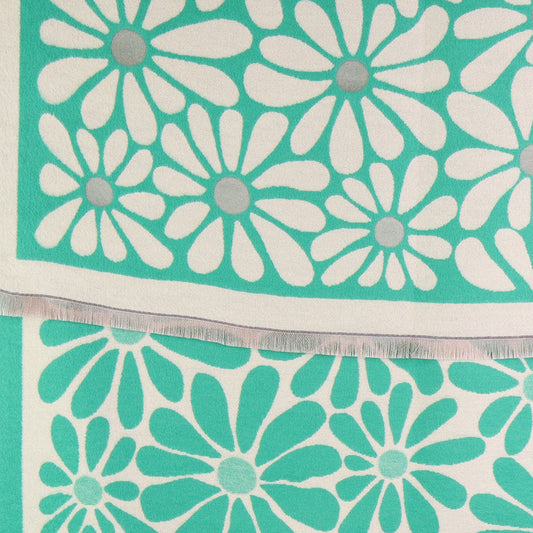 Green mix flower silhouette jacquard scarf