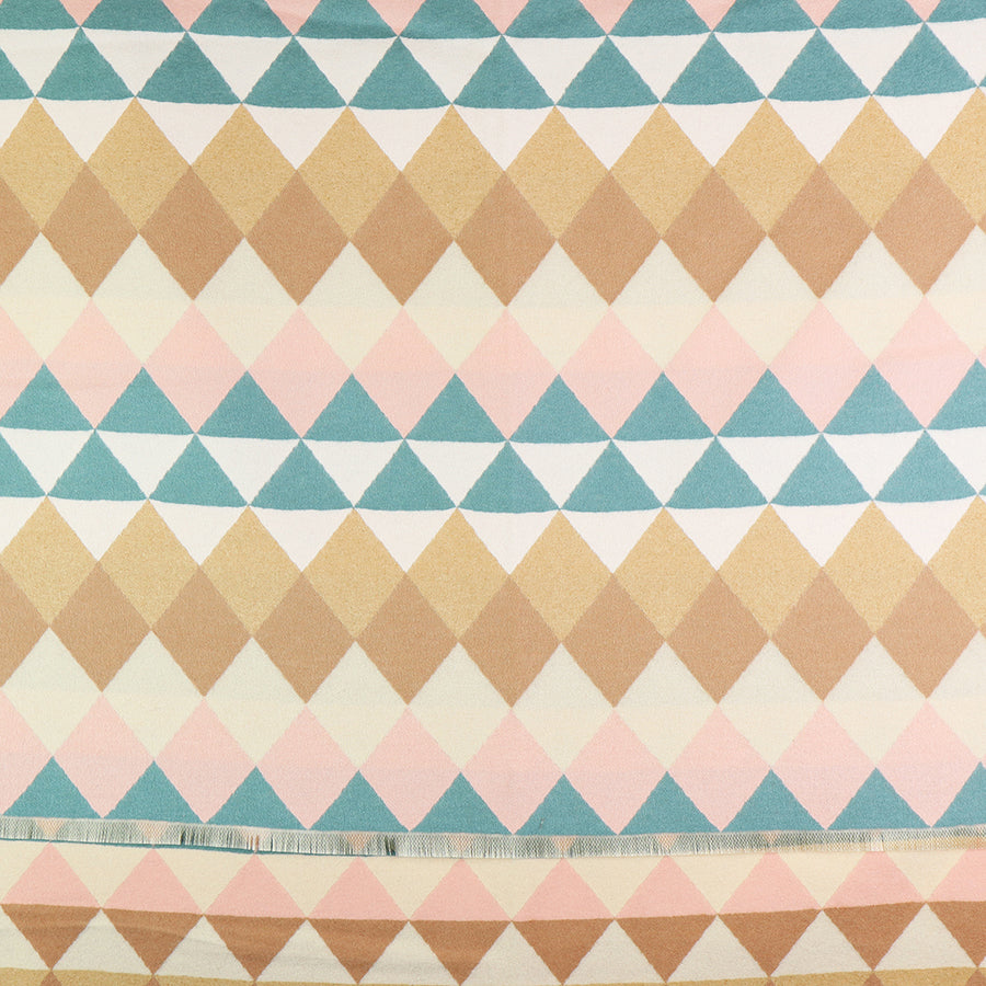 Beige and pink mix triangle print jacquard scarf