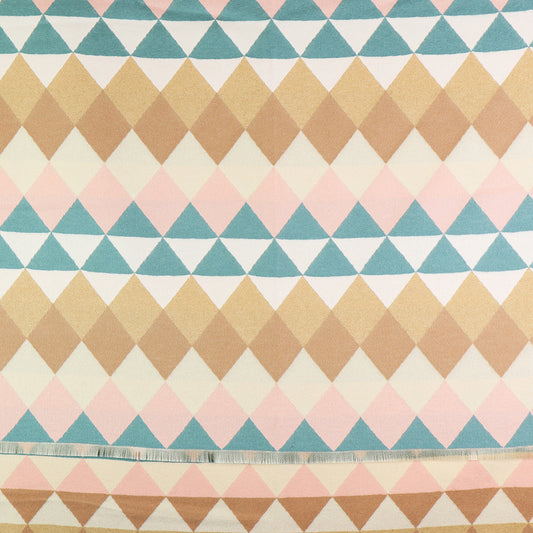 Beige and pink mix triangle print jacquard scarf