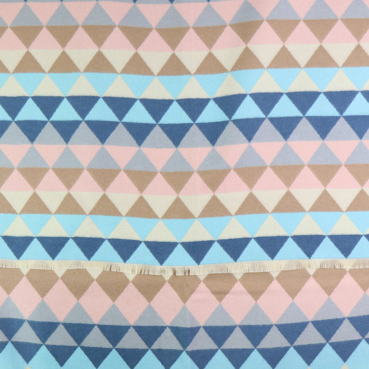 Blue and beige mix triangle print jacquard scarf