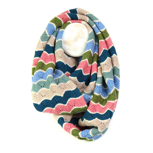 Muted Brights Summer Scallop Pattern Knitted Snood