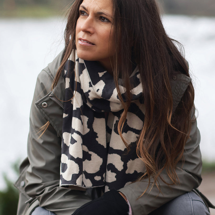 Carly Oatmeal & Black Abstract Animal Print Recycl