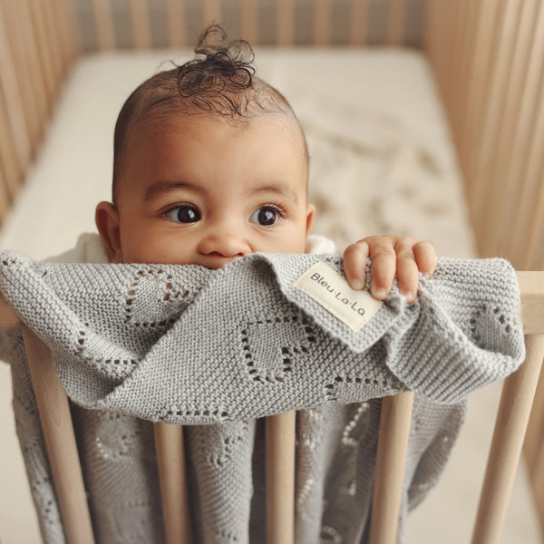 Luxury Cotton Baby Blanket-Heart Grey