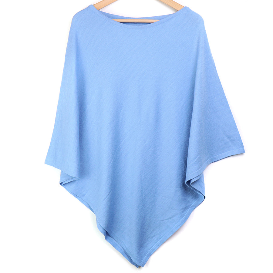 Light Blue Fine Knit Recycled Poly/Viscose Poncho