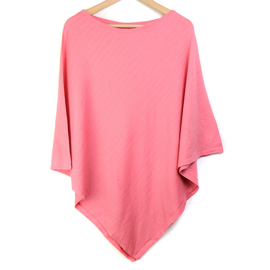 Rose Pink Fine Knit Recycled Poly/Viscose Poncho