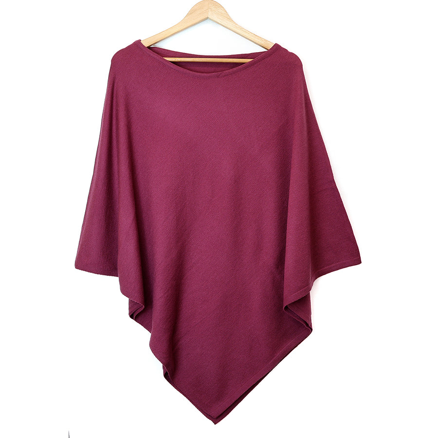 Amelia | Berry Fine Knit Poncho