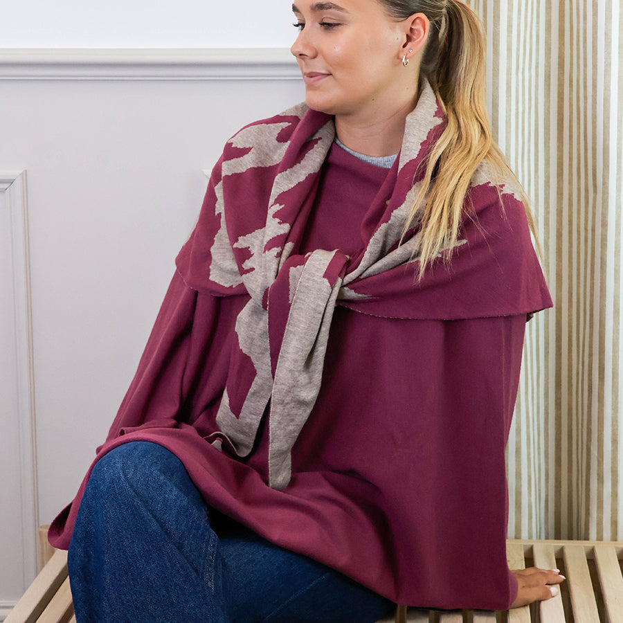Amelia | Berry Fine Knit Poncho