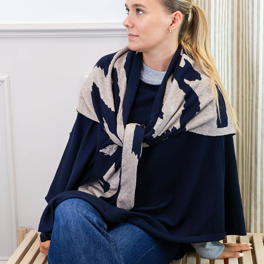 Amelia | Navy Fine Knit Poncho