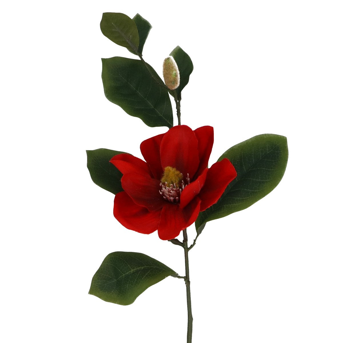 Deep Red Magnolia Spray 66cm