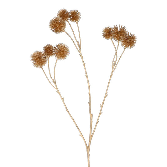 Gold Acrylic Thistle Pom Pom Branch