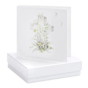 Crumble & Core | Boxed Earring Card | Cross White